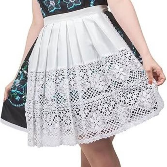 Dirndl Dress Oktoberfest Outfit Flower Embroidery White Apron Blouse 24W Plus - Picture 5 of 5